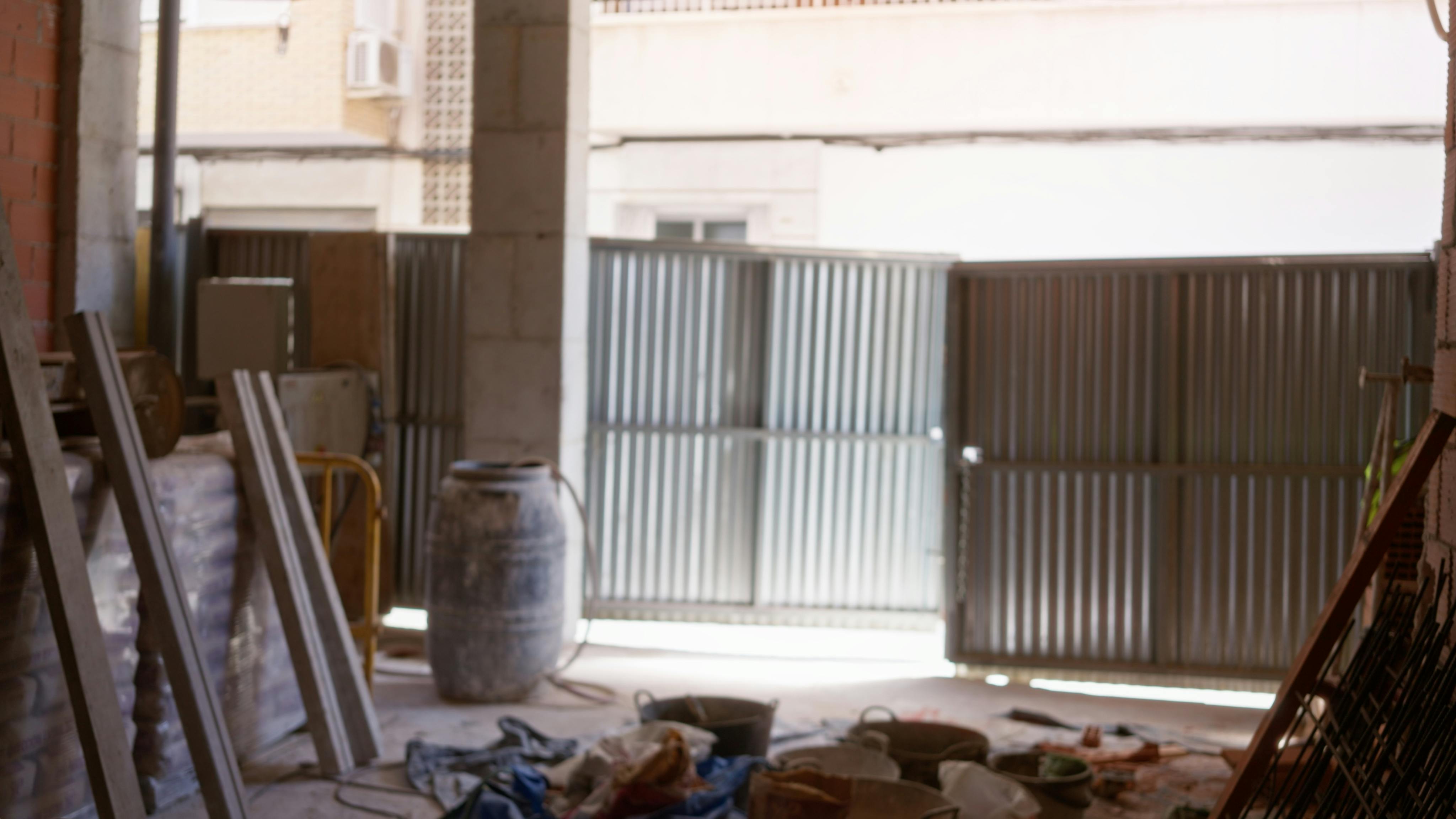 Messy construction job site