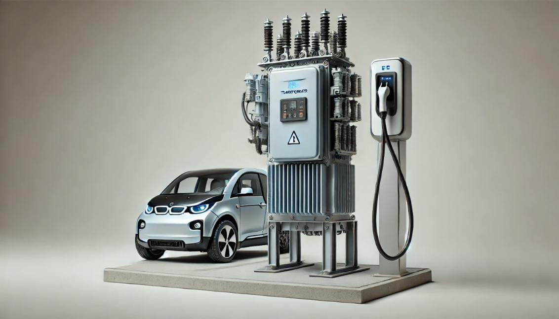 An example of an EVSE that includes an EV charger and vehicle.