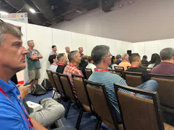 In another standing-room only educational session on AI, Jeff Sample of Bluebeam led the group through a series of poll questions to demonstrate their readiness for AI adoption.